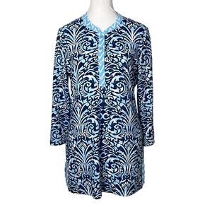 J. MCLAUGHLIN Blue Scroll Print Catalina Cloth Dress  -Size S